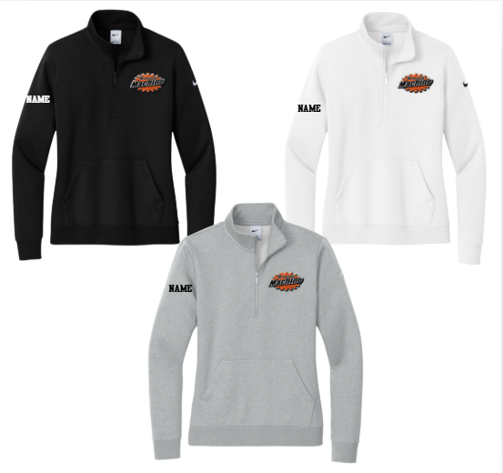 Custom women's performance half-zip pullover for team, staff, and corporate apparel by TTN Custom Apparel