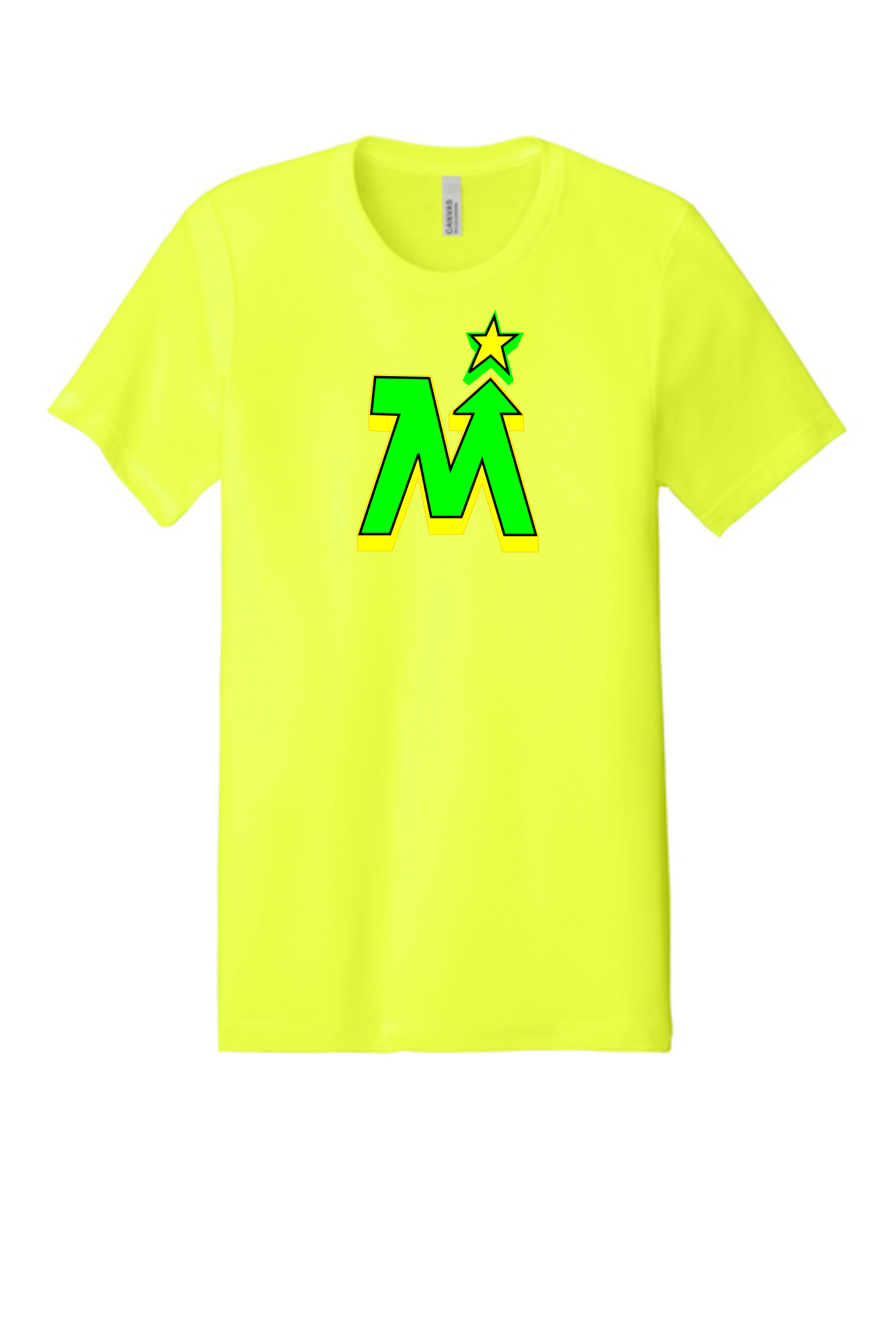 Team MN Hockey neon yellow t-shirt with heat transfer logo on front