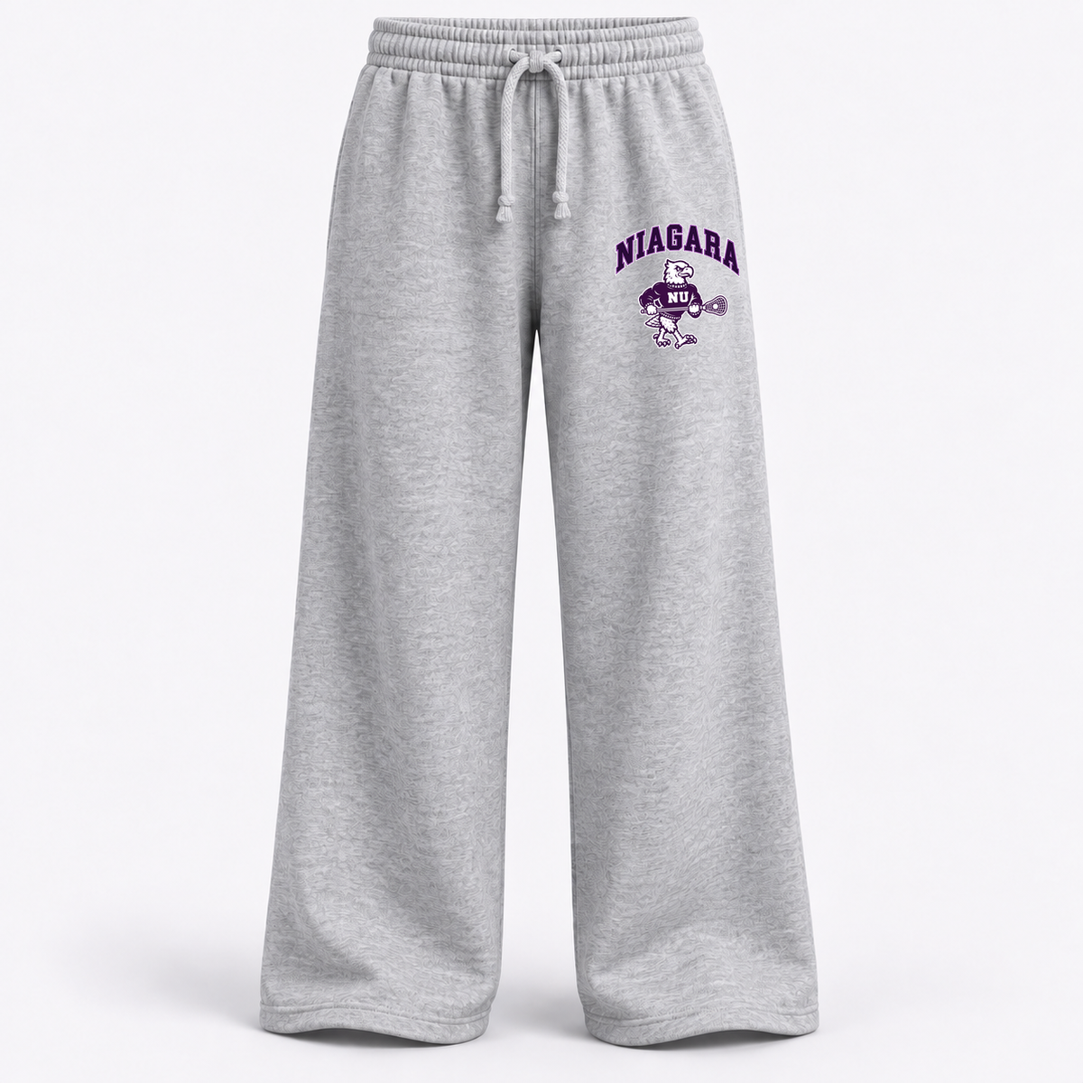 Niagara wide leg monty — supplied artwork composited on concept garment; production blank pending