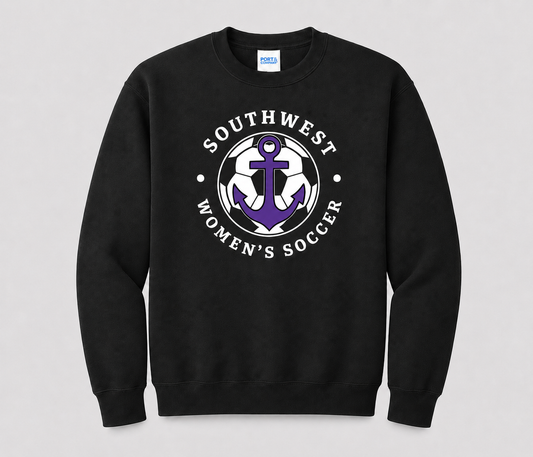 Southwest Women's Soccer Ball Anchor Printed Crewneck Sweatshirt in Black