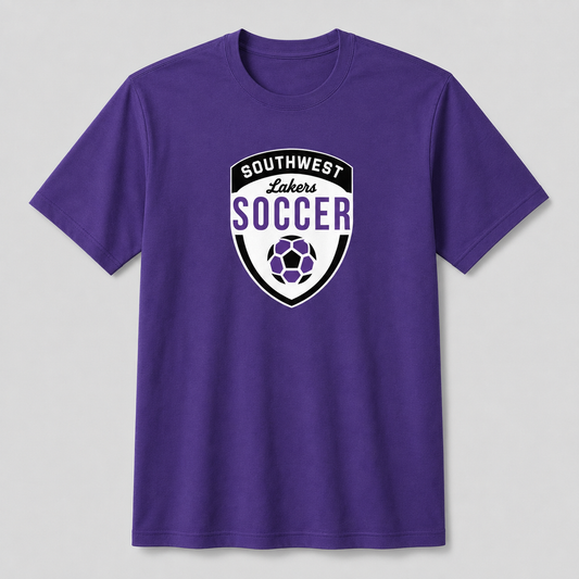 Southwest Lakers Soccer Shield printed tee in purple
