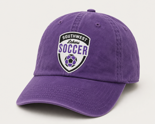 Southwest Lakers Soccer shield Valucap dad cap in purple