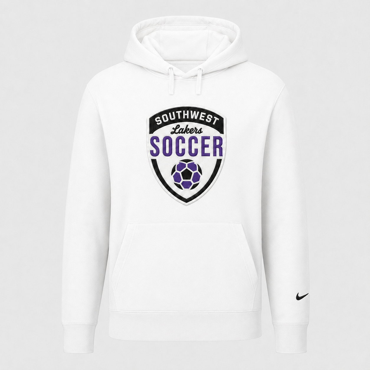 Southwest Lakers Soccer Shield Nike twill hoodie in white