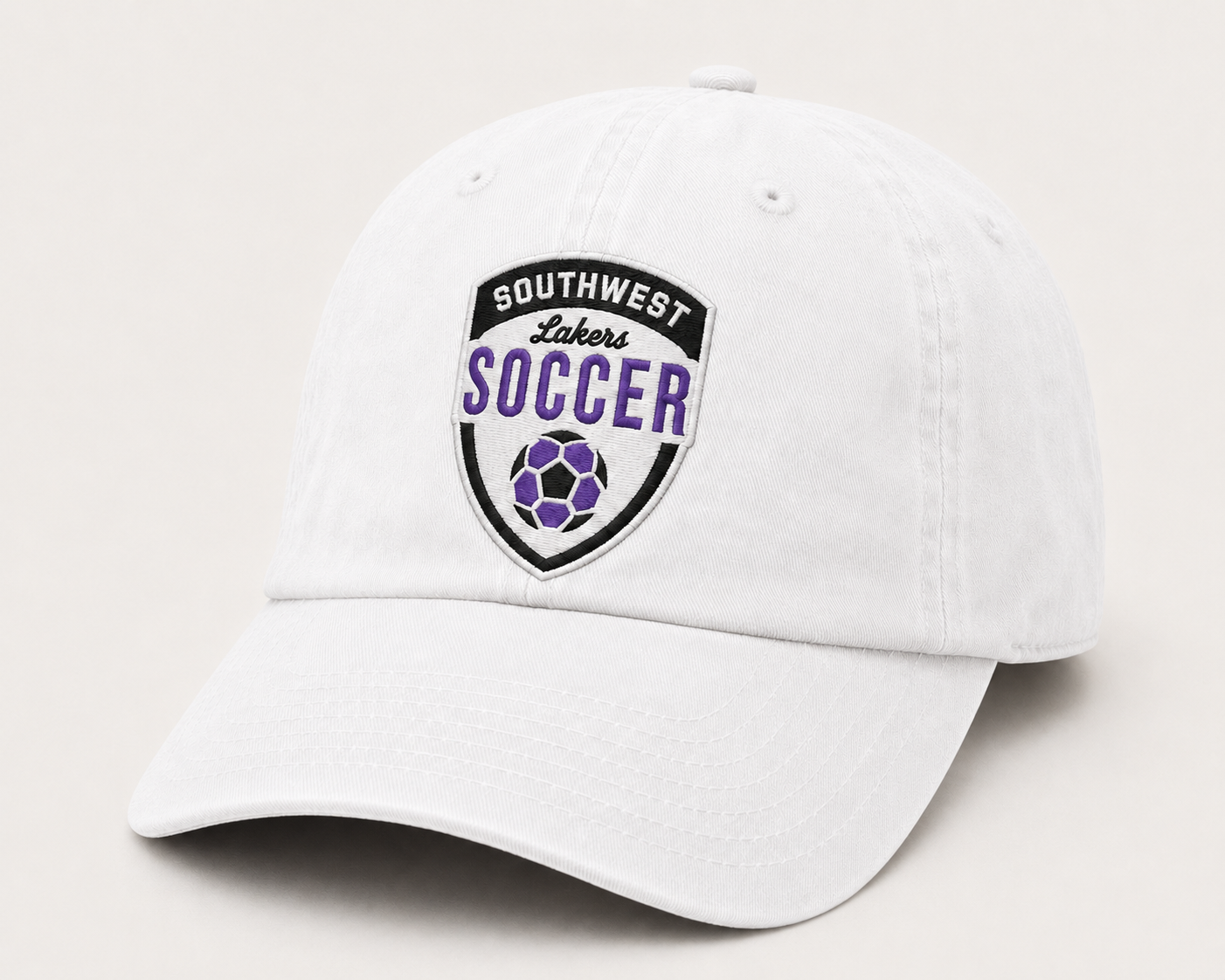 Southwest Lakers Soccer shield Valucap dad cap in white