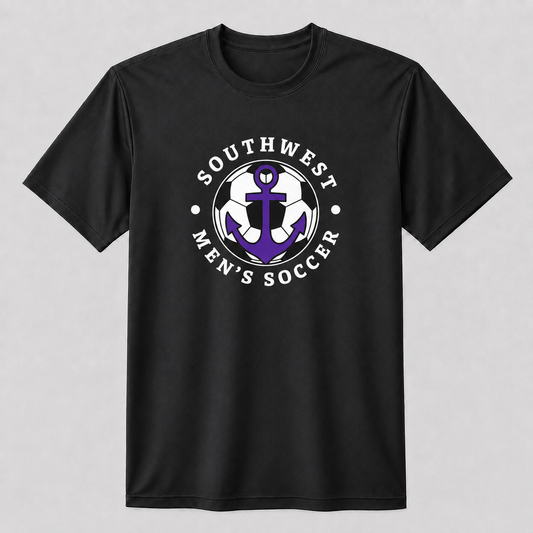 Southwest men's soccer ball anchor printed tee in black