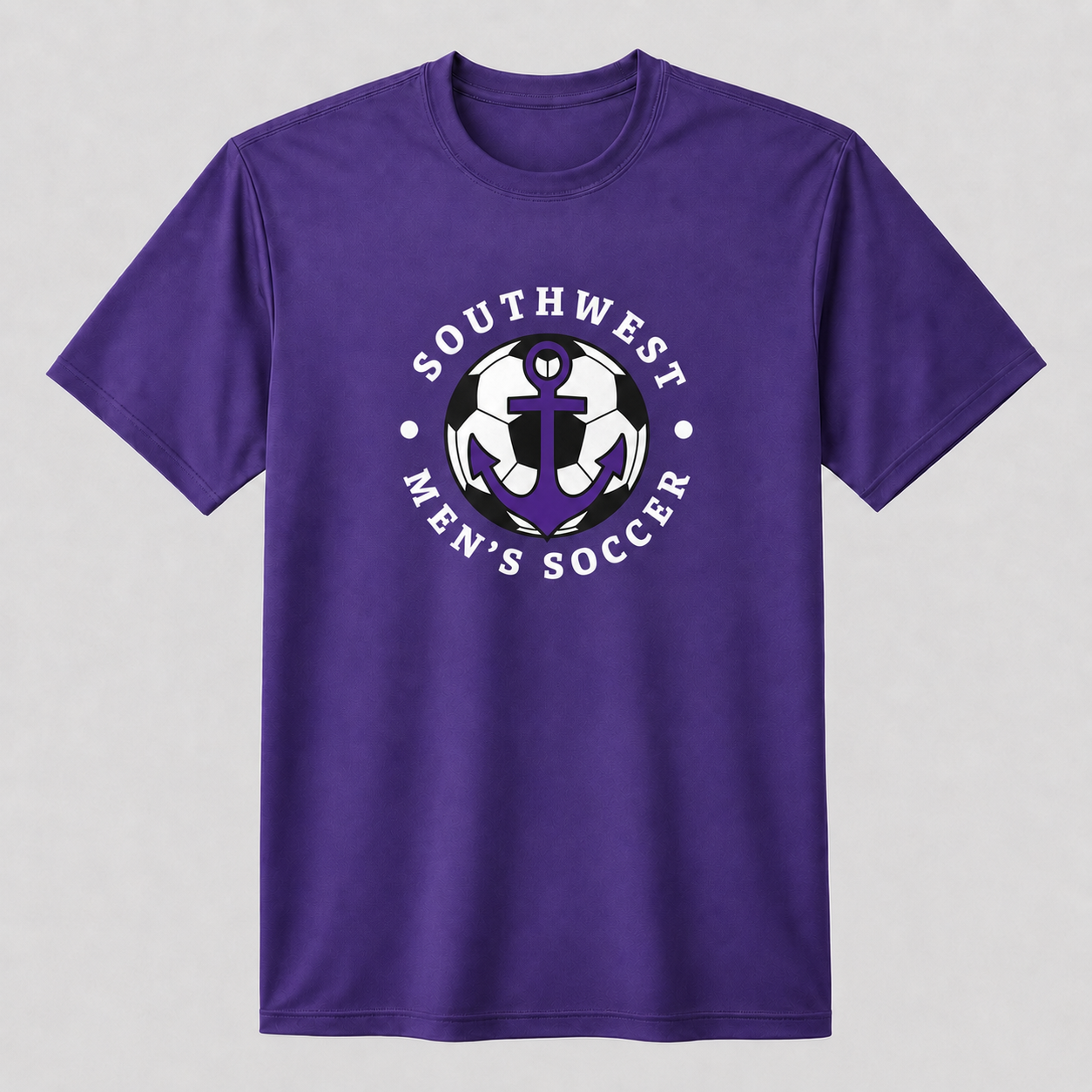Southwest men's soccer ball anchor printed tee in purple