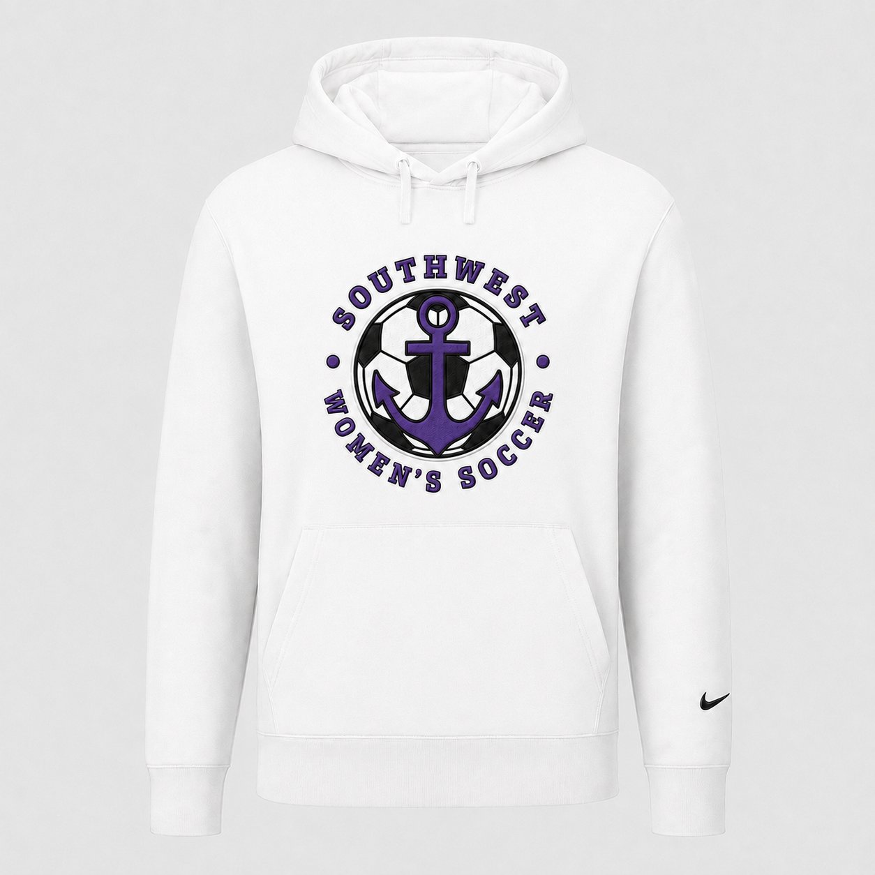 Southwest women's soccer ball anchor Nike twill hoodie in white