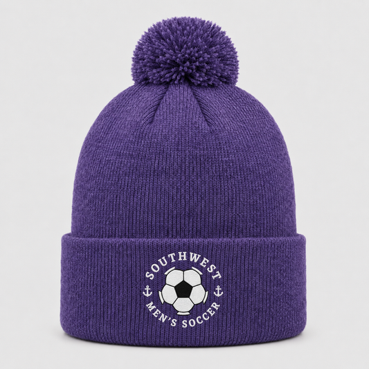 Southwest men's soccer ball Sportsman pom beanie in heather purple