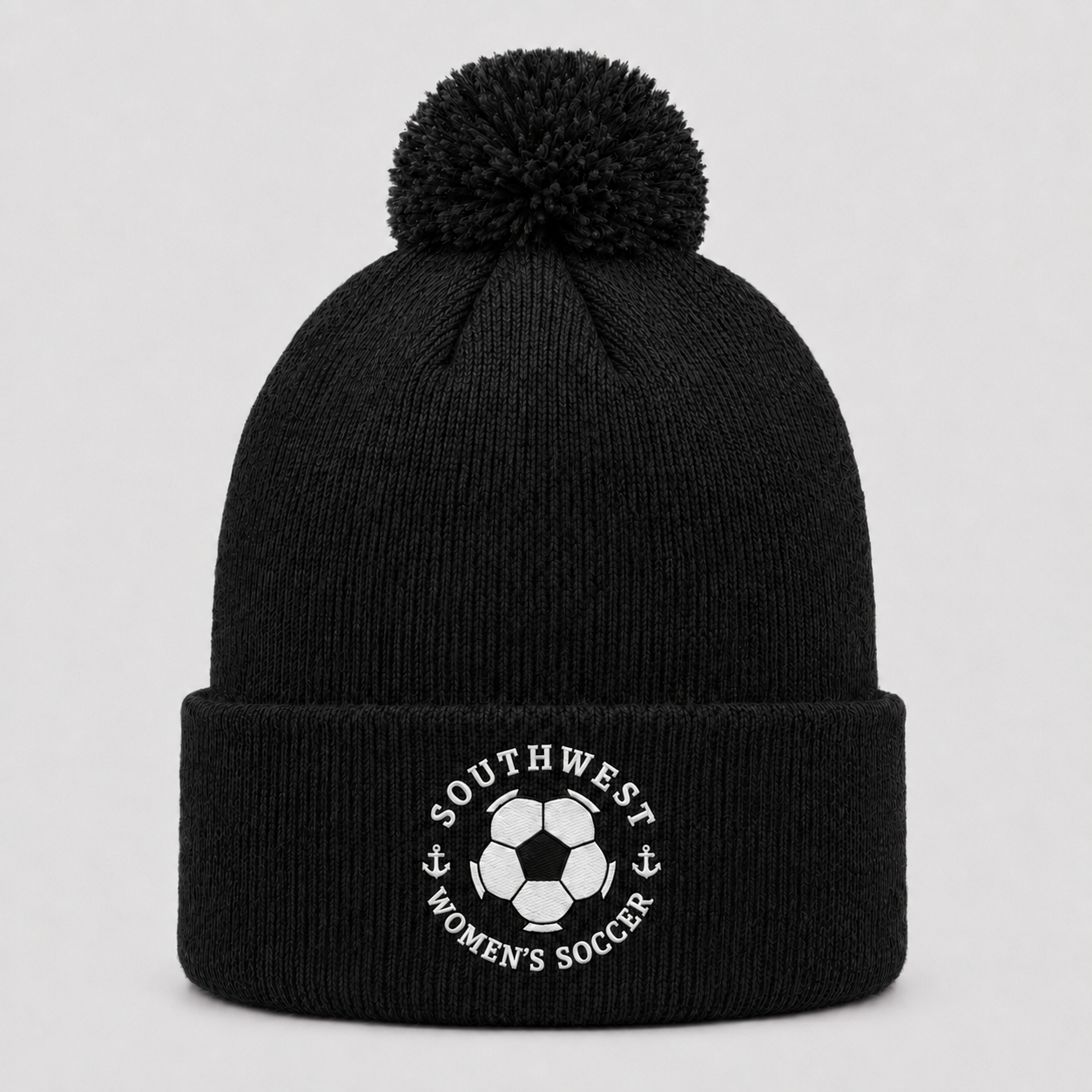 Southwest women's soccer ball Sportsman pom beanie in black
