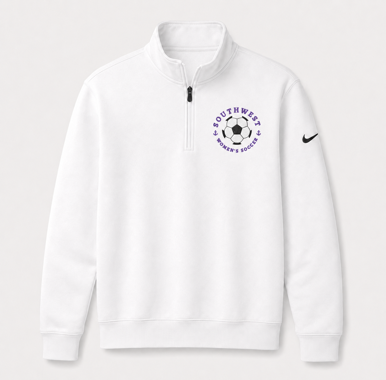 Southwest women's soccer ball Nike Club Fleece half zip in white