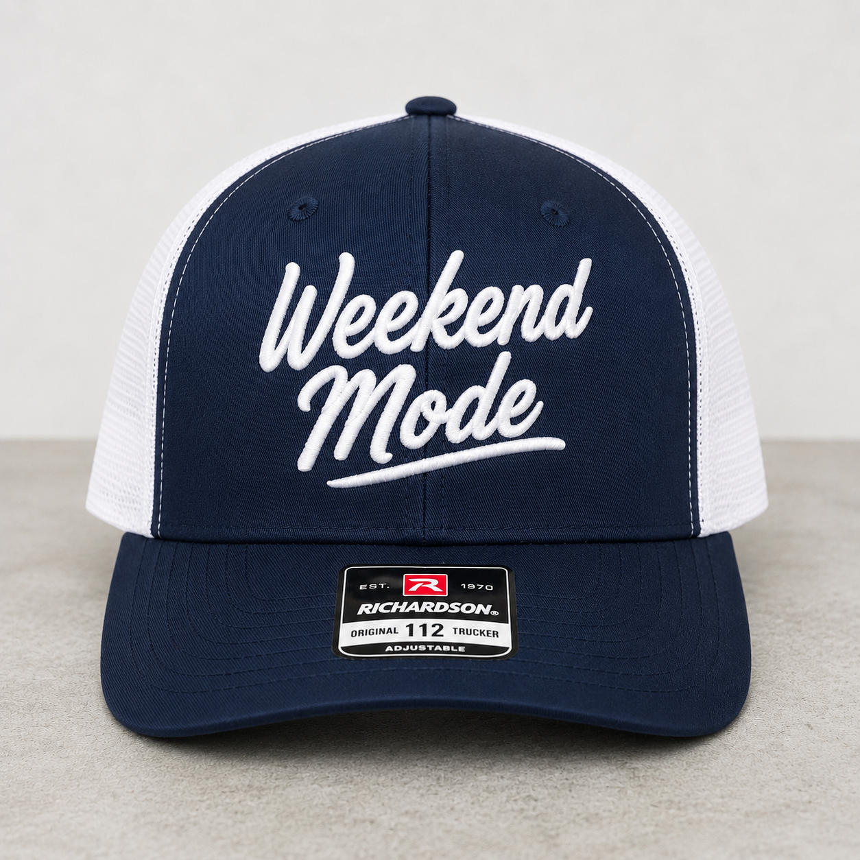 TTN Originals Weekend Mode trucker hat in navy and white