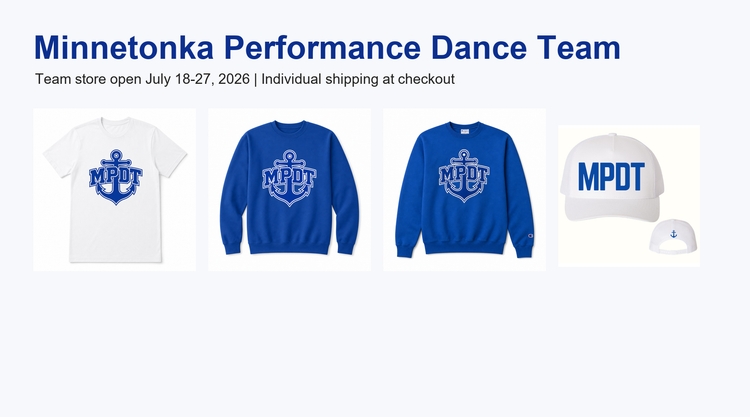 Minnetonka Performance Dance Team store product lineup