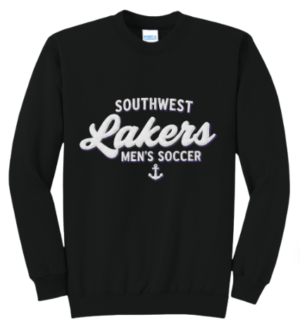 Southwest Lakers Men's Soccer Script Printed Crewneck Sweatshirt