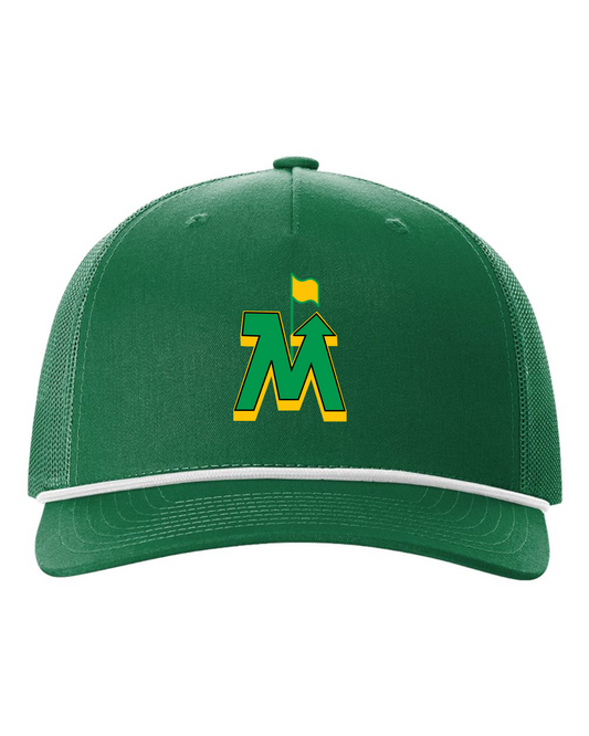 Green Team MN Hockey rope trucker hat with embroidered logo on front