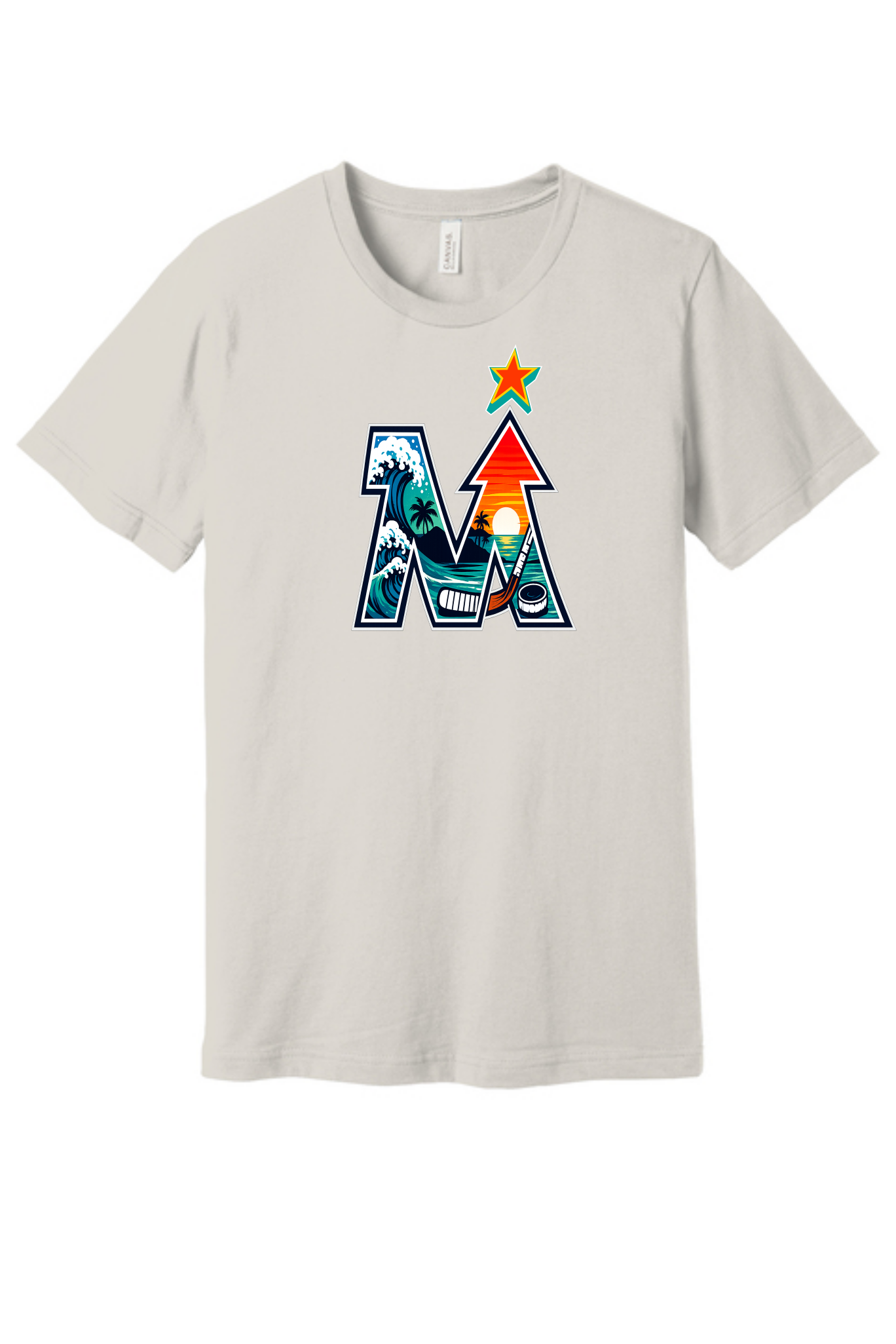 Vintage white Team MN Hockey Hawaii Island Ice t-shirt with tropical logo