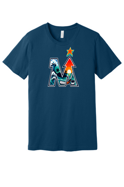 Cool blue Team MN Hockey Hawaii Island Ice t-shirt with tropical logo design