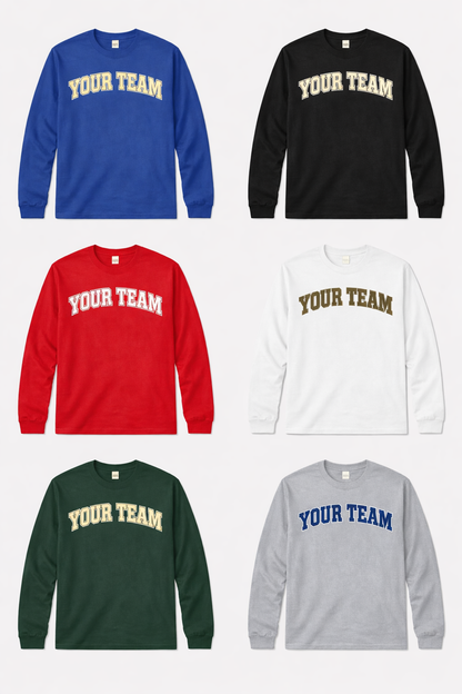 Custom Team Long Sleeve T-Shirt- Personalized Name & Logo