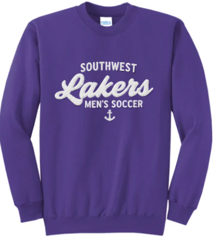 Southwest Lakers Men's Soccer Script Printed Crewneck Sweatshirt