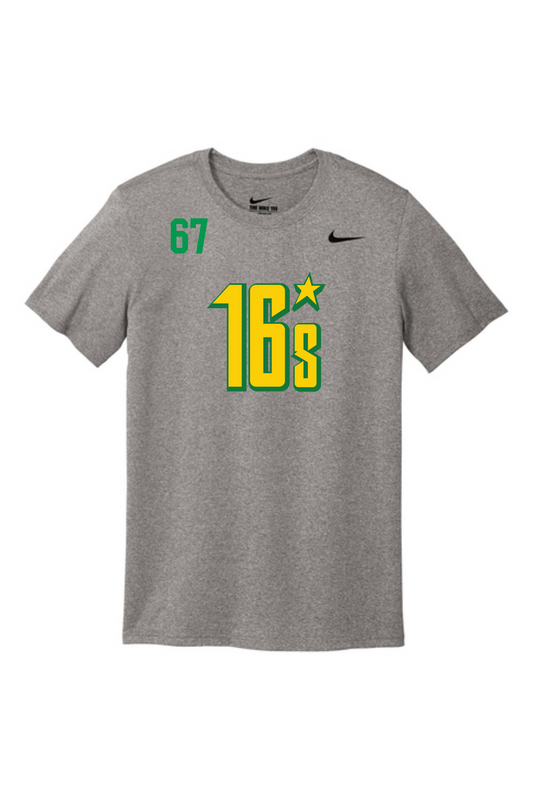 Gray Nike Team MN Hockey 16s performance t-shirt with logo and player number 67