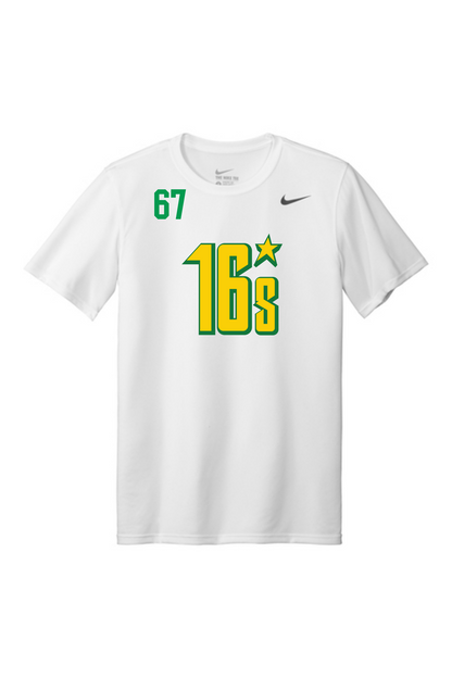 White Nike Team MN Hockey 16s performance t-shirt with logo and player number 67