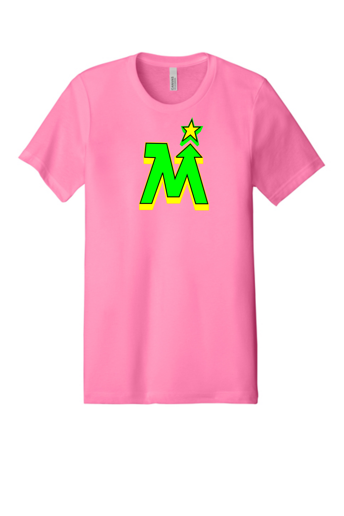 Team MN Hockey neon pink t-shirt with heat transfer logo on front