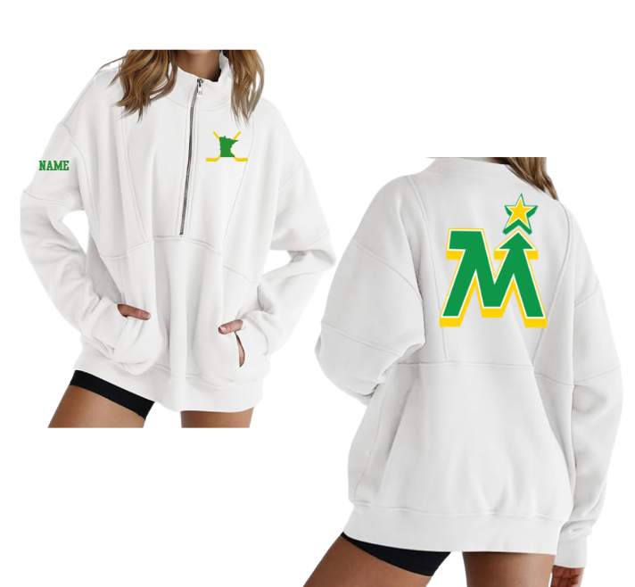Team MN 1/2 Zip Pullover Fleece- White