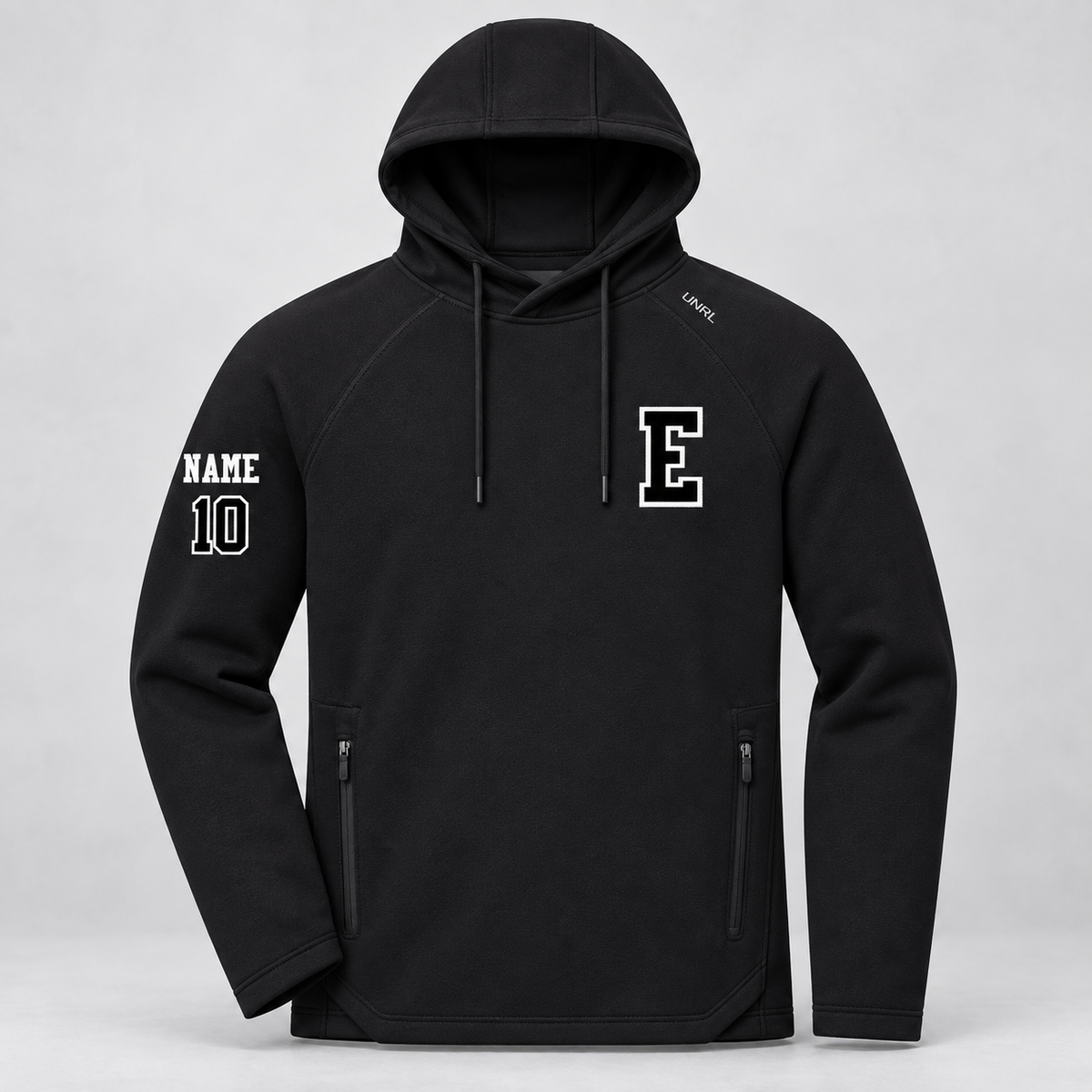 Edina Bantam B2 White Hoodie — personalization shown is a sample