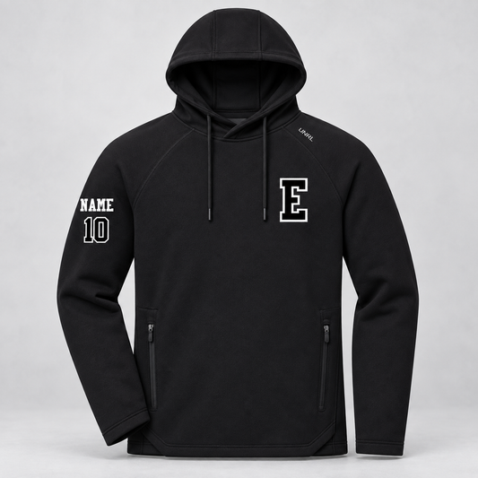Edina Bantam B2 White Hoodie — personalization shown is a sample