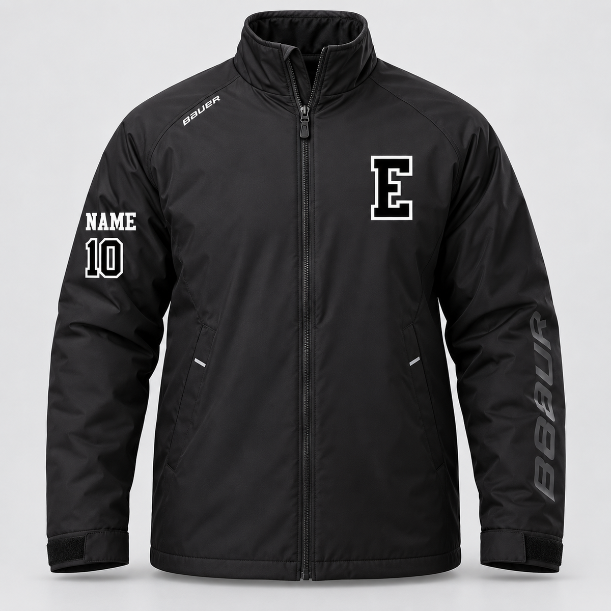 Edina Bantam B2 White Jacket — personalization shown is a sample