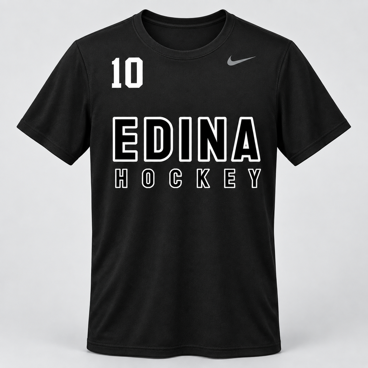 Edina Bantam B2 White Tee — personalization shown is a sample