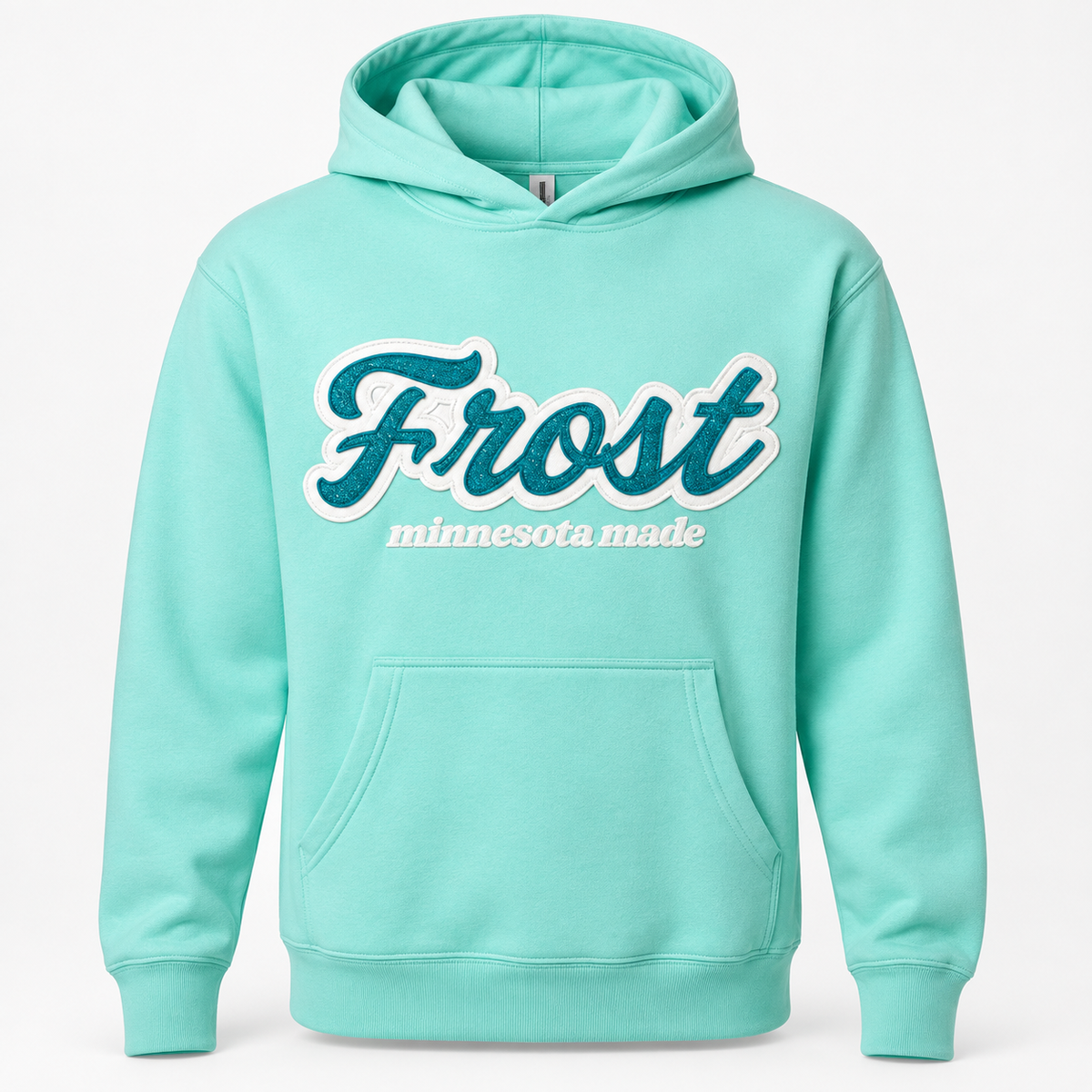 Frost Girls Hockey mint hoodie with glitter twill decoration