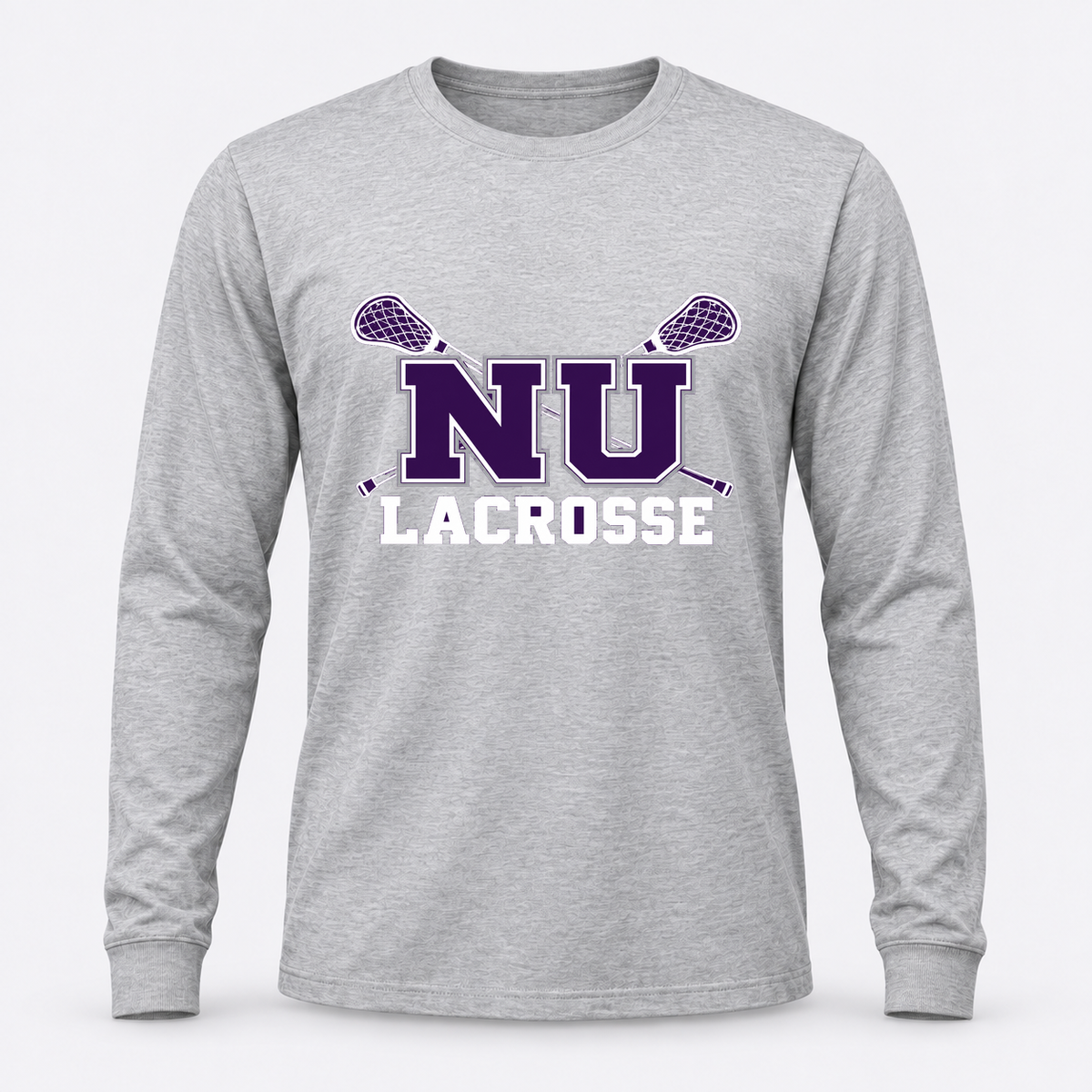 Niagara long sleeve nu sticks — supplied artwork composited on concept garment; production blank pending