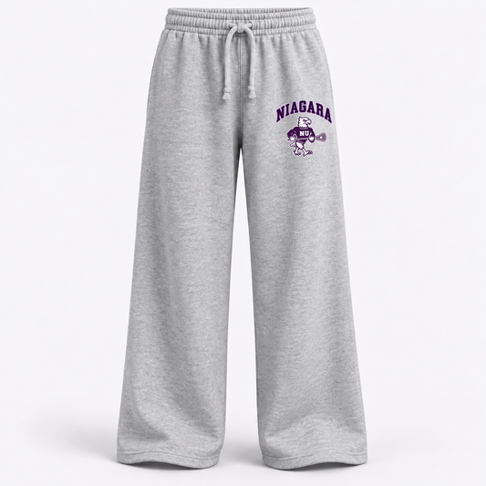 Niagara wide leg monty — supplied artwork composited on concept garment; production blank pending
