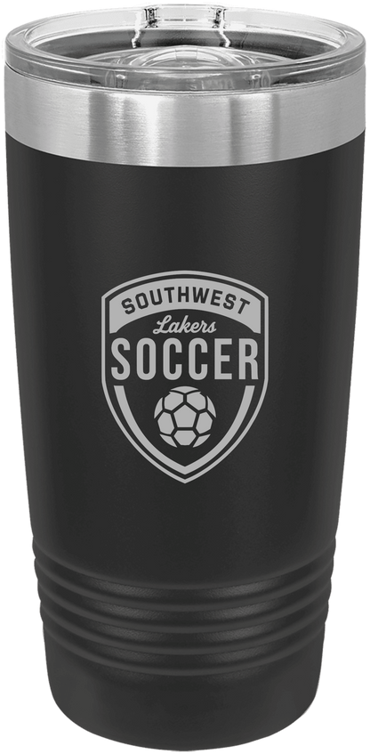 Black Southwest Lakers Soccer engraved 20 oz tumbler