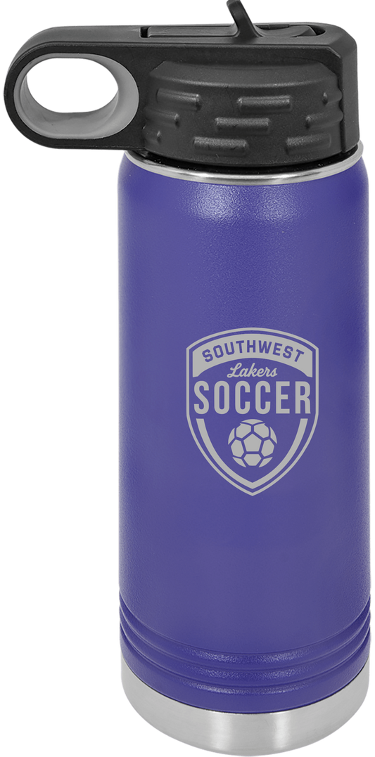 Purple Southwest Lakers Soccer engraved 20 oz water bottle