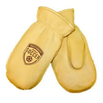 Southwest Lakers Soccer engraved deerskin chopper mittens
