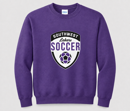 Southwest Lakers Soccer Shield Printed Crewneck Sweatshirt in Purple