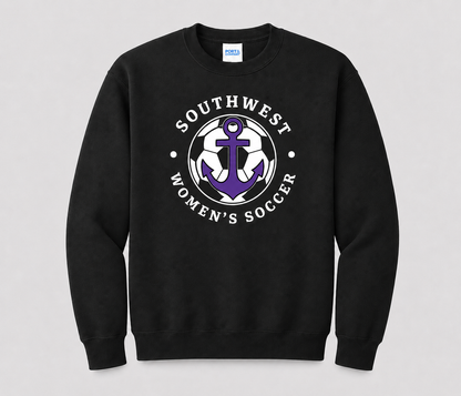 Southwest Women's Soccer Ball Anchor Printed Crewneck Sweatshirt in Black