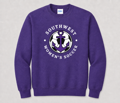 Southwest Women's Soccer Ball Anchor Printed Crewneck Sweatshirt in Purple