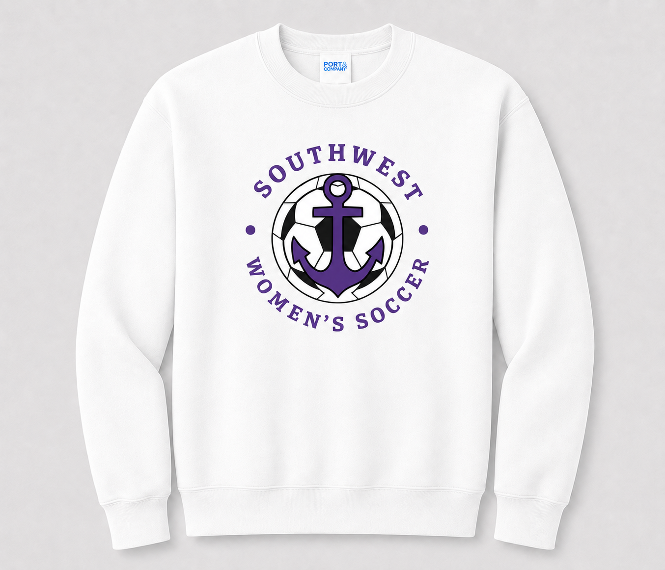 Southwest Women's Soccer Ball Anchor Printed Crewneck Sweatshirt in White