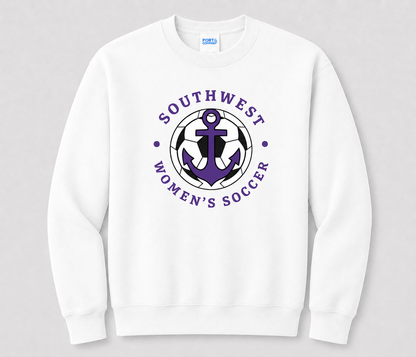 Southwest Women's Soccer Ball Anchor Printed Crewneck Sweatshirt in White