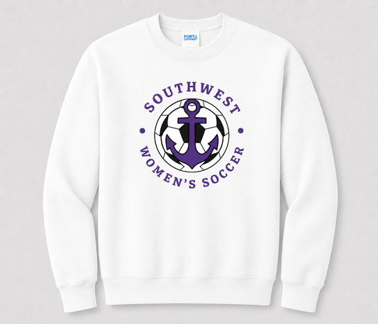 Southwest Women's Soccer Ball Anchor Printed Crewneck Sweatshirt in White