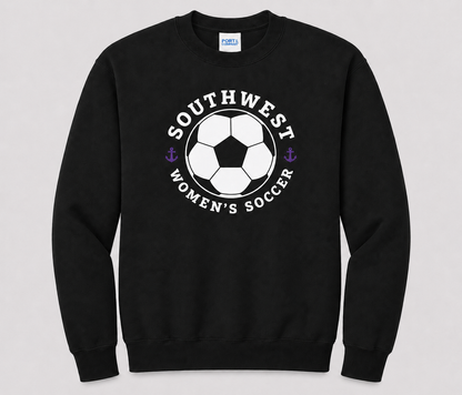 Southwest Women's Soccer Ball Printed Crewneck Sweatshirt in Black