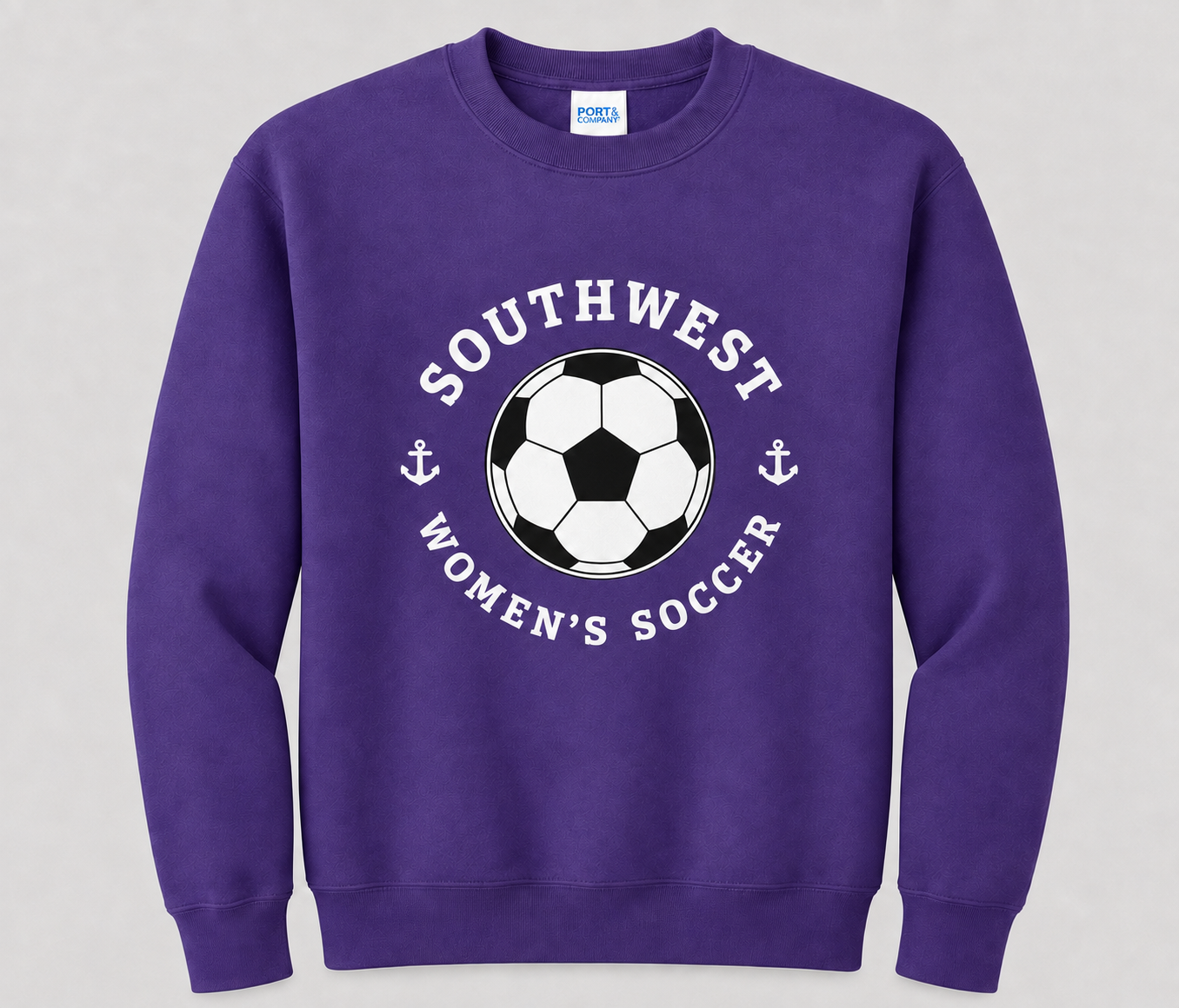 Southwest Women's Soccer Ball Printed Crewneck Sweatshirt in Purple