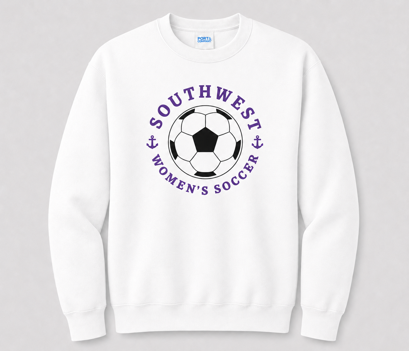 Southwest Women's Soccer Ball Printed Crewneck Sweatshirt in White
