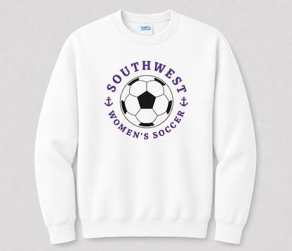 Southwest Women's Soccer Ball Printed Crewneck Sweatshirt in White
