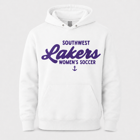 Southwest Lakers women's soccer hoodie in white
