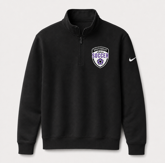 Southwest Lakers Soccer shield Nike Club Fleece half zip in black