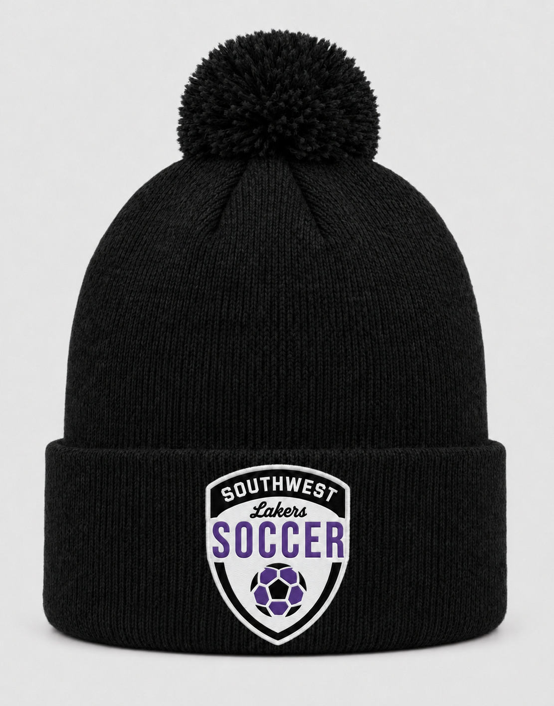 Southwest Lakers Soccer shield Sportsman pom beanie in black