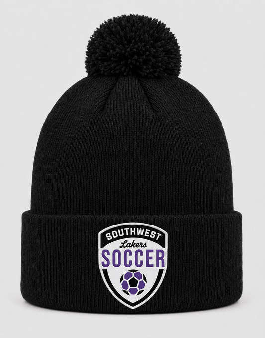 Southwest Lakers Soccer shield Sportsman pom beanie in black
